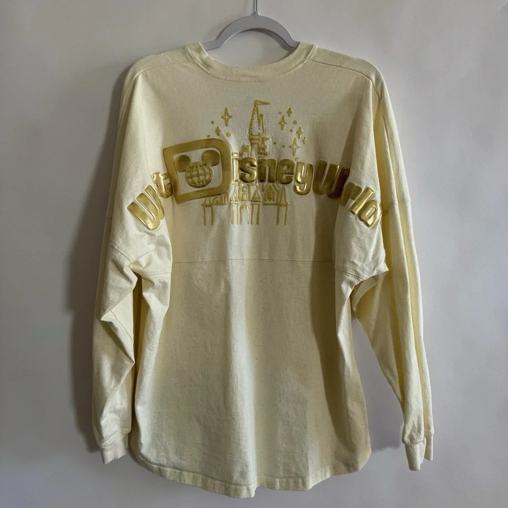 Disney Spirit Jersey Cream and Gold‎ Puffy Disney World Castle Glitter Large